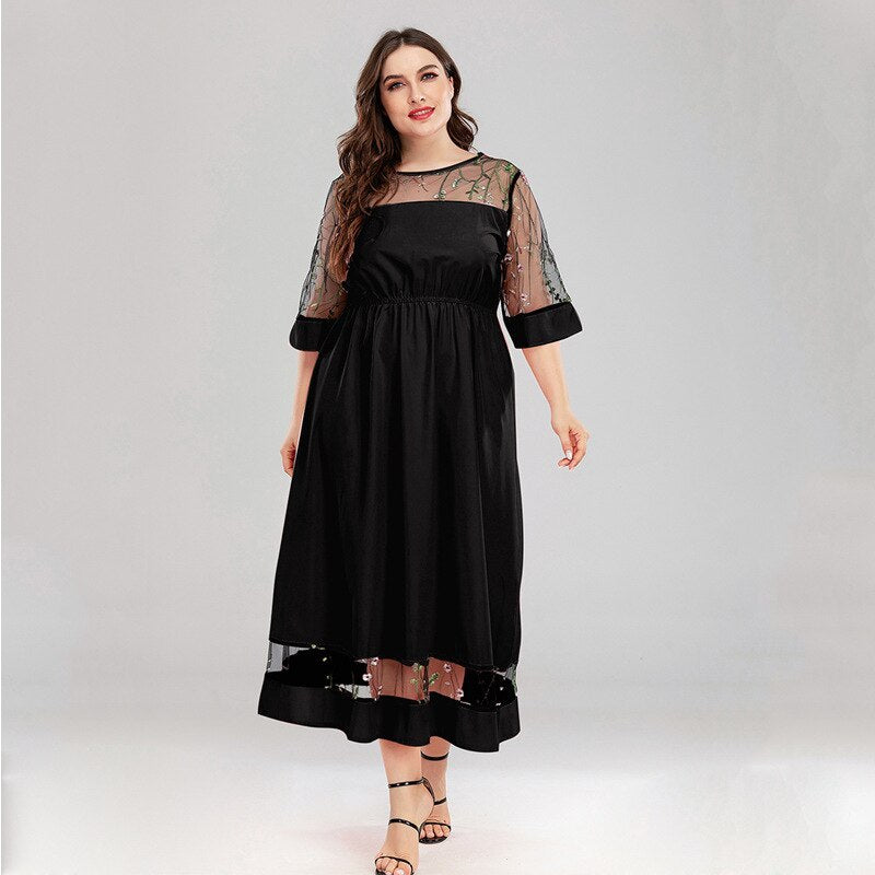 Robe Midi Élégante en Voile Transparent