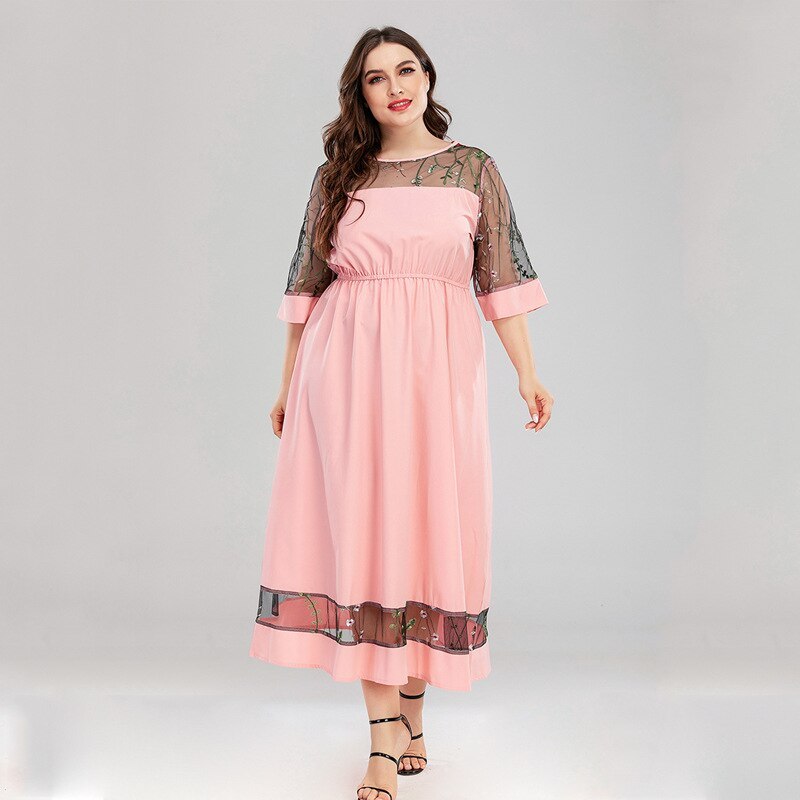 Robe Midi Élégante en Voile Transparent