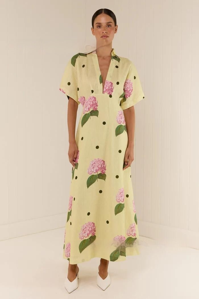 Robe Longue Fleurie Élégante en Lin