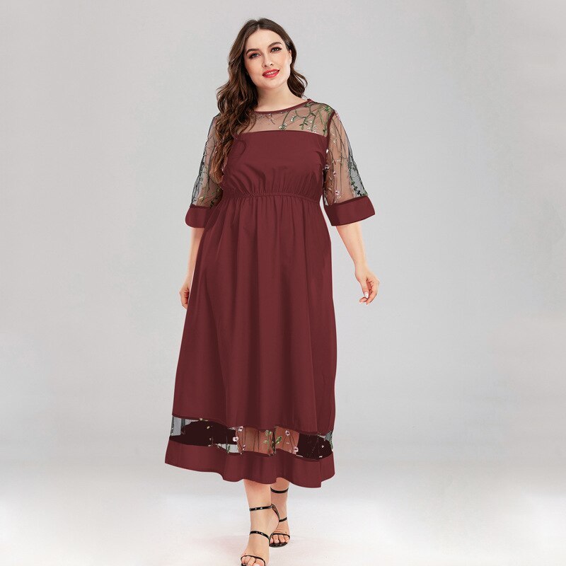 Robe Midi Élégante en Voile Transparent