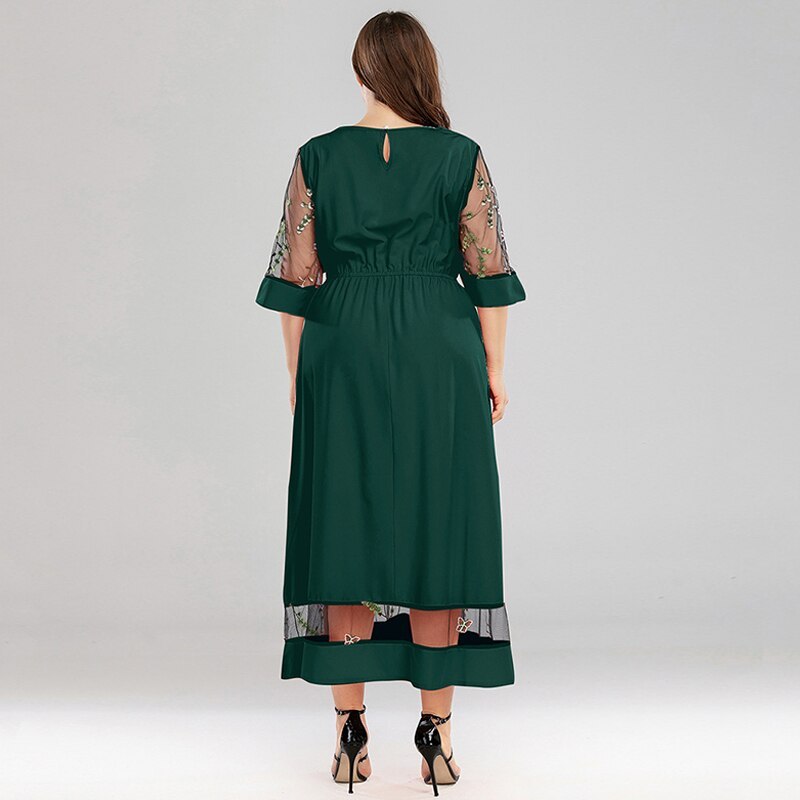 Robe Midi Élégante en Voile Transparent