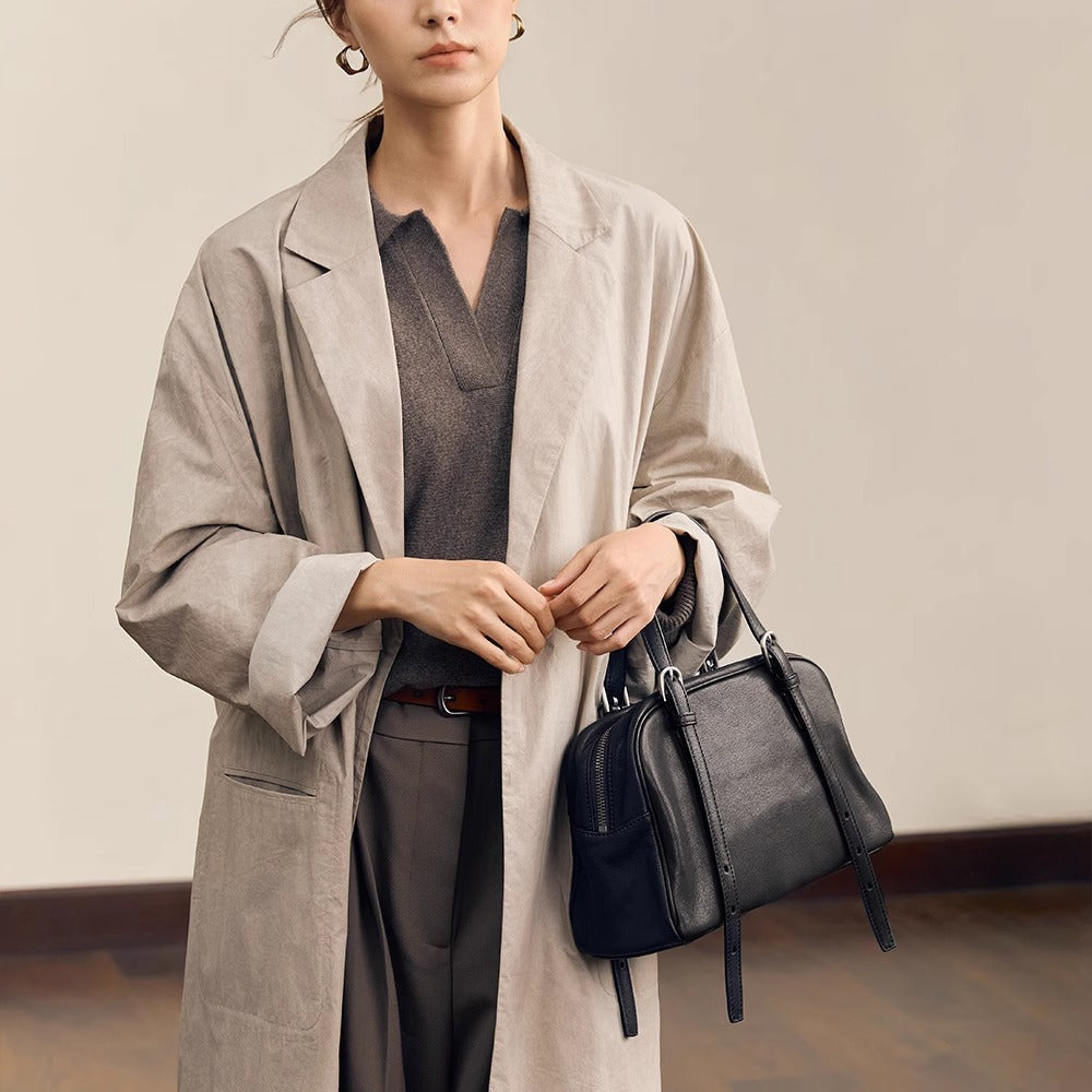 Sac Épaule Rétro Femme en Cuir Véritable