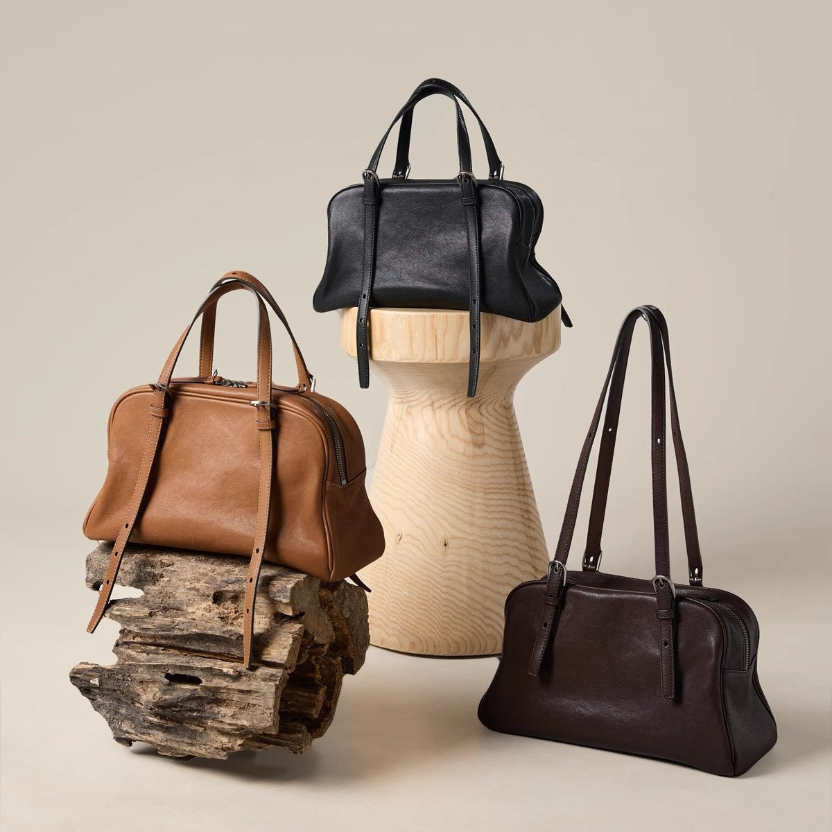 Sac Épaule Rétro Femme en Cuir Véritable
