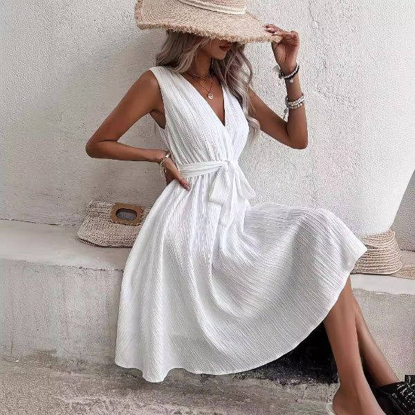 Robe Bohème Évasée à Ceinture