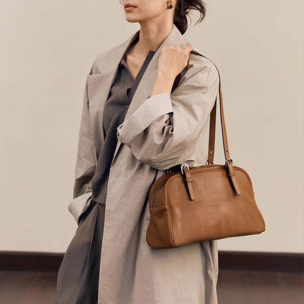 Sac Épaule Rétro Femme en Cuir Véritable