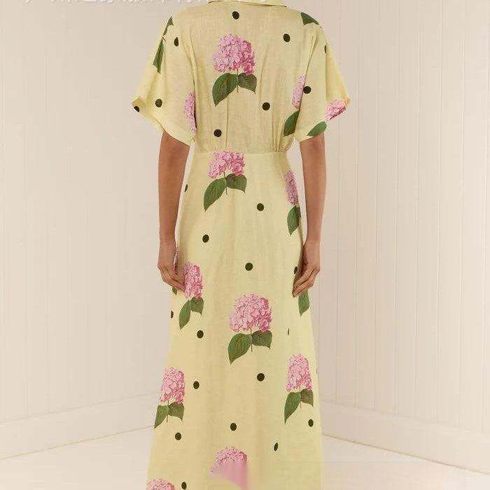 Robe Longue Fleurie Élégante en Lin