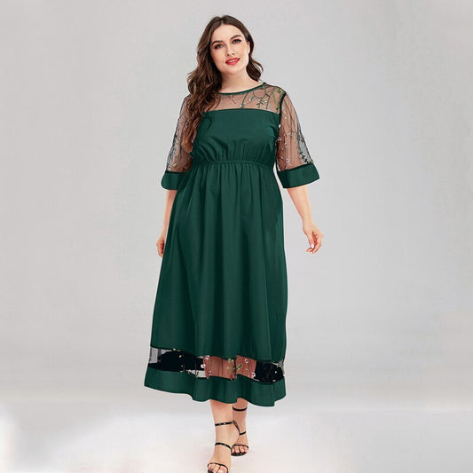 Robe Midi Élégante en Voile Transparent