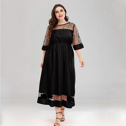 Robe Midi Élégante en Voile Transparent