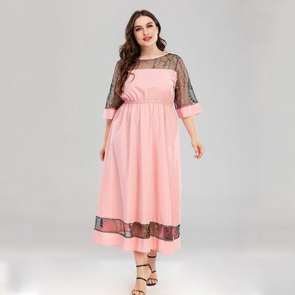 Robe Midi Élégante en Voile Transparent
