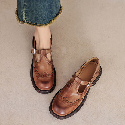 Fashion Women's Flat British Style Leather Shoes