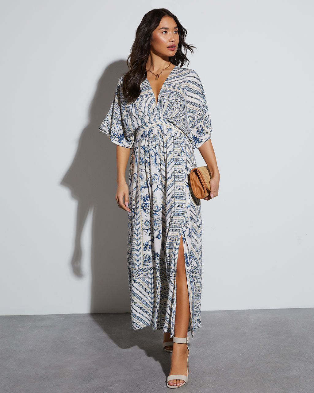 Robe Longue Bohème à Imprimé Tropical