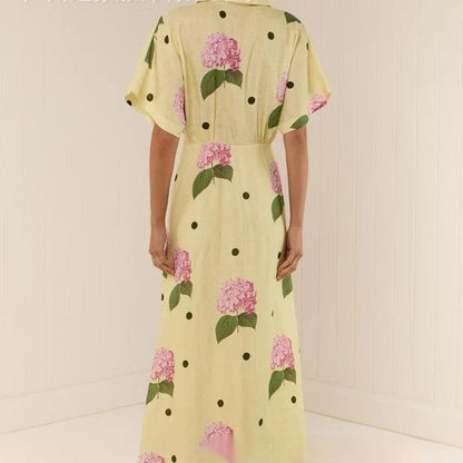 Robe Longue Fleurie Élégante en Lin