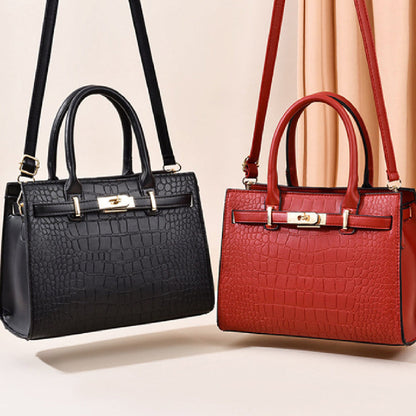 Sac à Main Élégant à Motif Croco avec Foulard